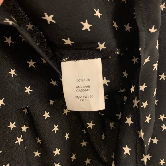 Madewell Star Scatter Blouse - Silk black & White tie sleeve French top - Picture 8 of 8